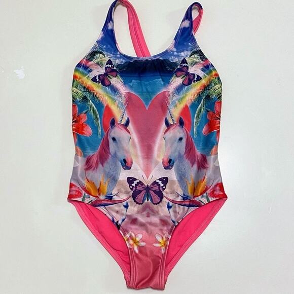 Unicorn Girls One Piece Swimsuit - 4/5 - Picture 1 of 6